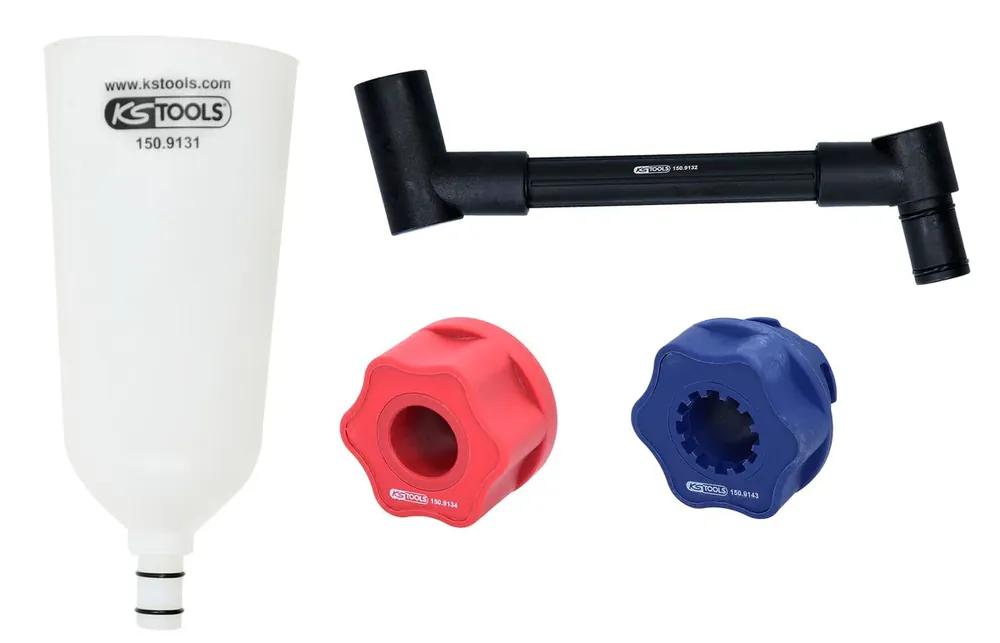 KS TOOLS Öl-Einfülltrichter-Satz mit drehbarem Winkelarm für VAG, 4-tlg ( 150.9155 ) Mega-Angebot