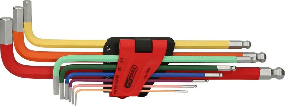 KS TOOLS Kugelkopf-Innensechskant-Winkelstiftschlüssel-Satz, extra lang, 9-tlg, Zoll ( 151.4520 ) Sofort Bestellen