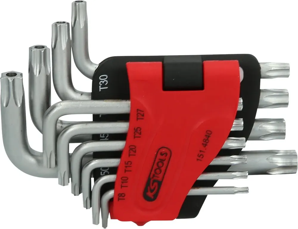 Schnäppchen KS TOOLS Torx-Winkelstiftschlüssel-Satz mit Bohrung, kurz, 10-tlg, TB8-TB50 ( 151.4840 )