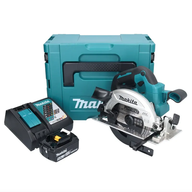 Makita DHS 661 RT1J Akku Handkreissäge 18 V 165 mm Brushless + 1x Akku 5,0 Ah + Ladegerät + Makpac Preisreduziert
