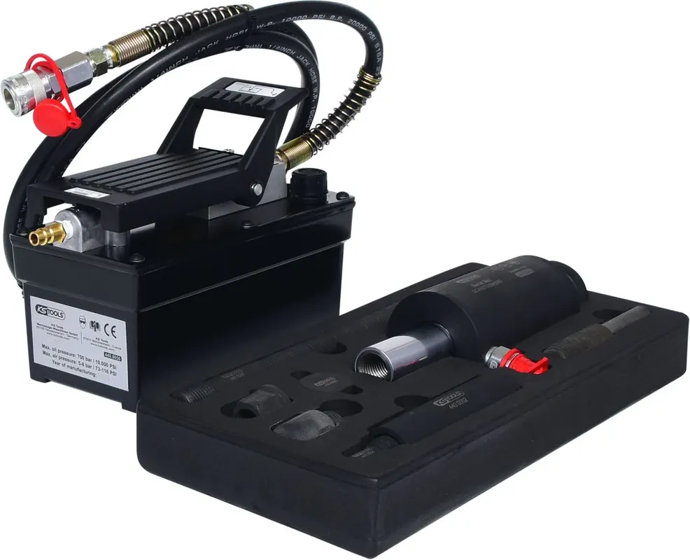 KS TOOLS Hydraulik-Einheit 16t, mit Luft-Hydraulik-Pumpe, 13-tlg ( 440.9991 ) Markenprodukt
