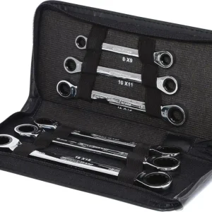 Neu KS TOOLS GEARplus Doppel-Ratschenringschlüssel-Satz, 6-tlg Lederetui ( 503.4557 )