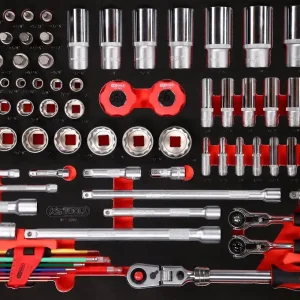 KS TOOLS 1/4'' + 3/8'' + 1/2'' Steckschlüssel-Satz in Schaumstoffeinlage, 92-tlg, Zoll ( 811.0092 ) Finale Aktion