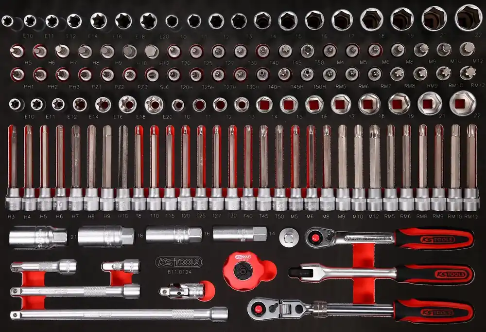 Kracherpreis KS TOOLS 3/8'' Steckschlüssel-Satz in Schaumstoffeinlage, 124-tlg ( 811.0124 )