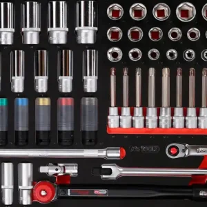 Markenprodukt KS TOOLS 1/2'' Steckschlüssel-Satz in Schaumstoffeinlage, 86-tlg ( 813.0086 )