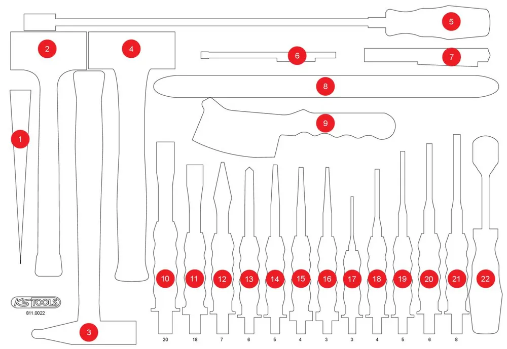 KS TOOLS Leere Schaumstoffeinlage zu 811.0022 ( 811.0022-97 ) Neue Kollektion