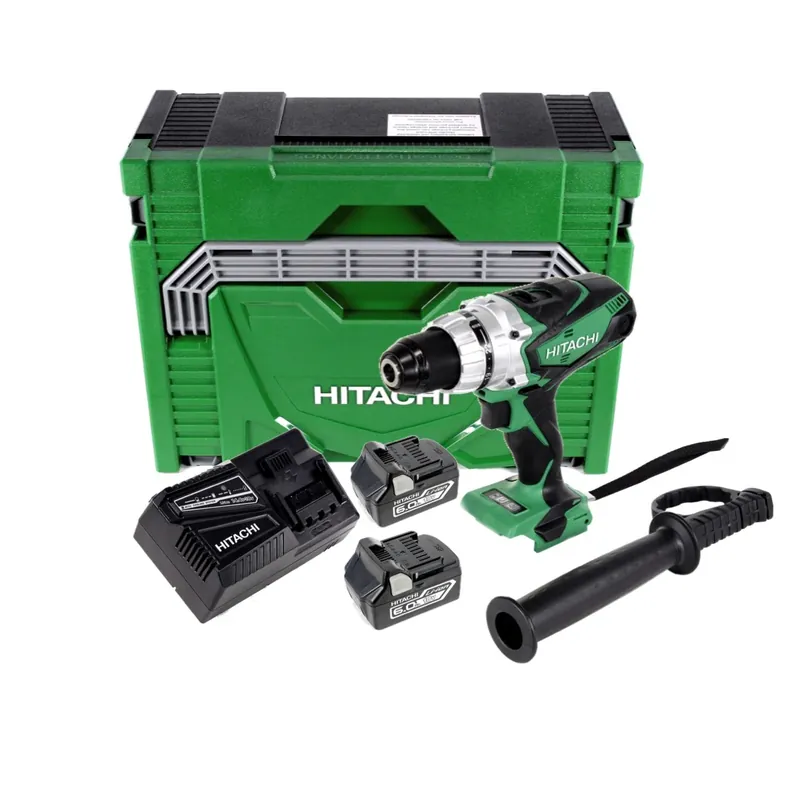 Zertifiziert Hitachi DS 18 DSDL 18 V Akku Bohrschrauber im Koffer + 2x Hitachi BSL 1860 18 V 6,0 Ah / 6000 mAh Li-Ion Akku + Hitachi UC 18YFSL Akku Ladegerät