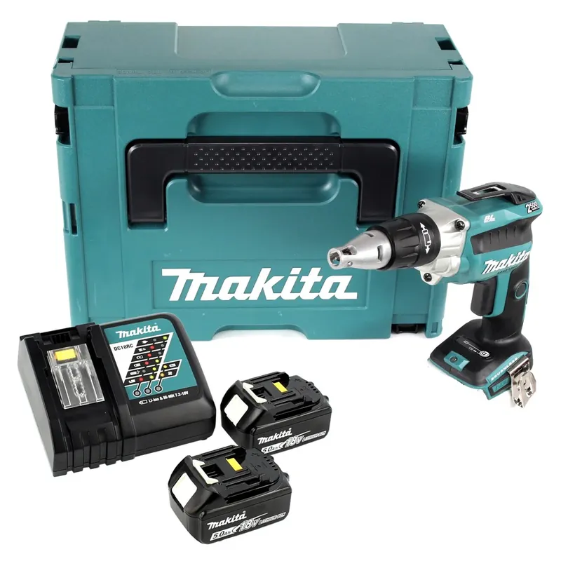 Neuheit Makita DFS 250 RTJ Akku Trockenbauschrauber 18 V Brushless + 2x Akku 5,0 Ah + Ladegerät + Makpac