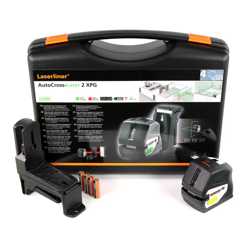 Neu Im Sortiment Laserliner AutoCross-Laser 2 XPG selbstnivellierend Klasse 2, 2 mm auf 10 m, Rot, im Transportkoffer + magnetische Wandhalterung ( 060.111A )