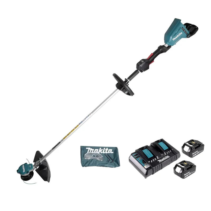 Makita DUR 364 LUG2 Akku Rasentrimmer 36V ( 2x 18V ) 250/350mm Brushless + 2x Akku 6,0Ah + Doppelladegerät Neue Ware