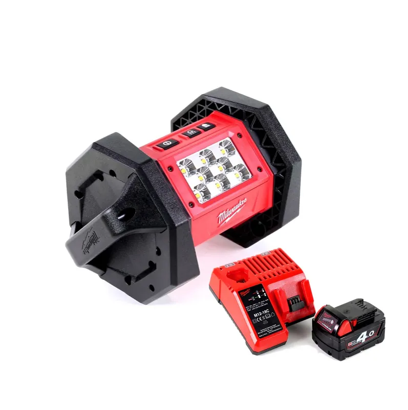 Neue Ware Milwaukee M18 AL-401C Akku LED Flutstrahler mit 1100 Lumen + 1x 4,0 Ah Akku + Universal Ladegerät