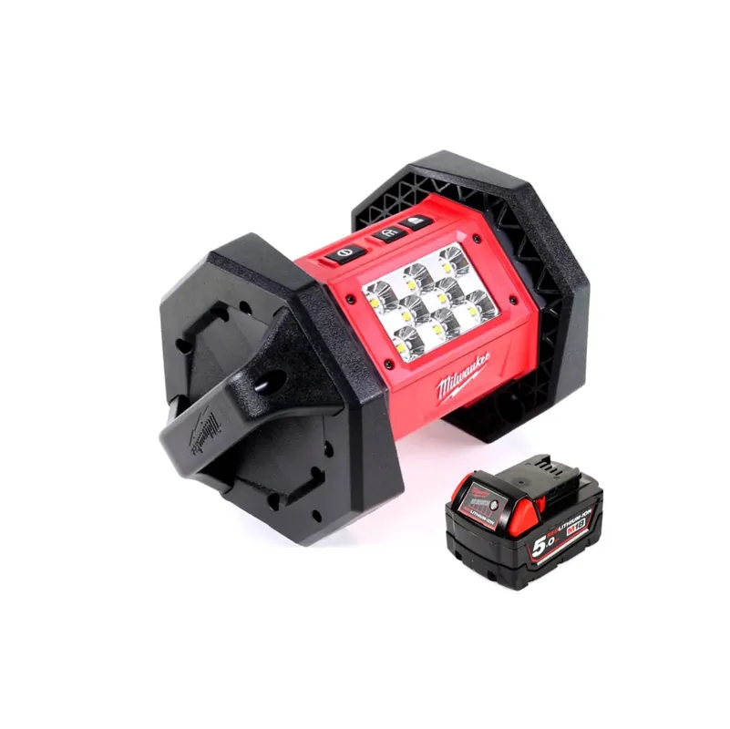 Milwaukee M18 AL-501 Akku LED Flutstrahler mit 1100 Lumen + 1x 5,0 Ah Akku Markenware