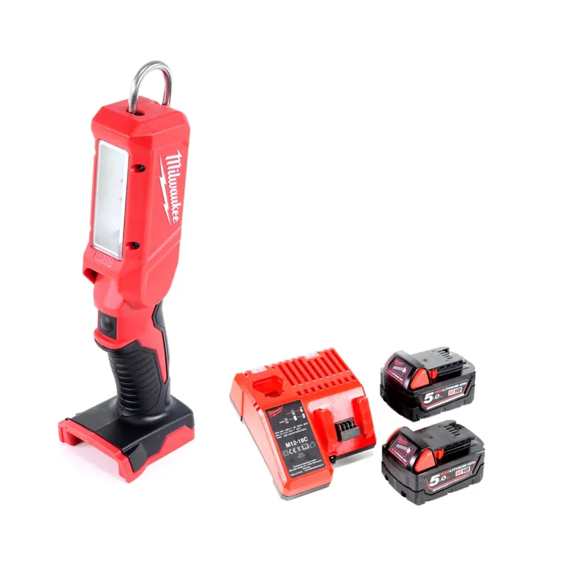 Meistverkauft Milwaukee M18 IL-502C Akku Inspektionsleuchte mit 300 Lumen Solo + 2x 5,0 Ah Akku + Universal Ladegerät