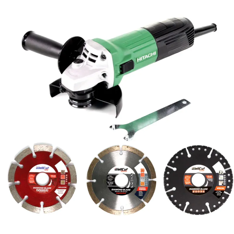 Hitachi G 12 STX Winkelschleifer 115mm 600W + 3x Trennscheiben: 1x Special, 1x General Purpose segmented + 1x Mortar Heißes Angebot