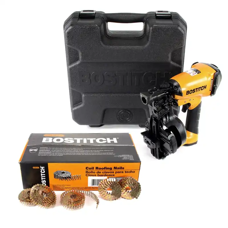 Bostitch RN46K-1-E CT Dachpappnagler Druckluftnagler Coil nailer 45mm + 7200 Stk. Dachpappnagel + Koffer Neu