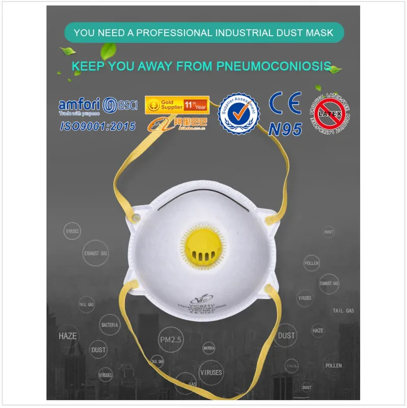 Billig VIC Feinstaubmaske VIC821V ( 1 Stück ) 3-Schicht FFP2 mit Ventil ergonomisch geformt