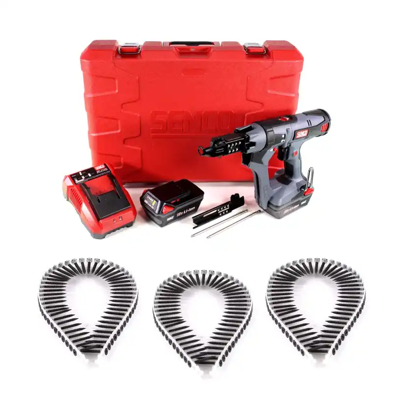 SENCO DS 5550 18V DuraSpin Magazin Schrauber ( 7W2001N ) mit 2x 3,0 Ah Akkus, Ladegerät und 1000x Feingewinde Schrauben 3,9x35 Angebot
