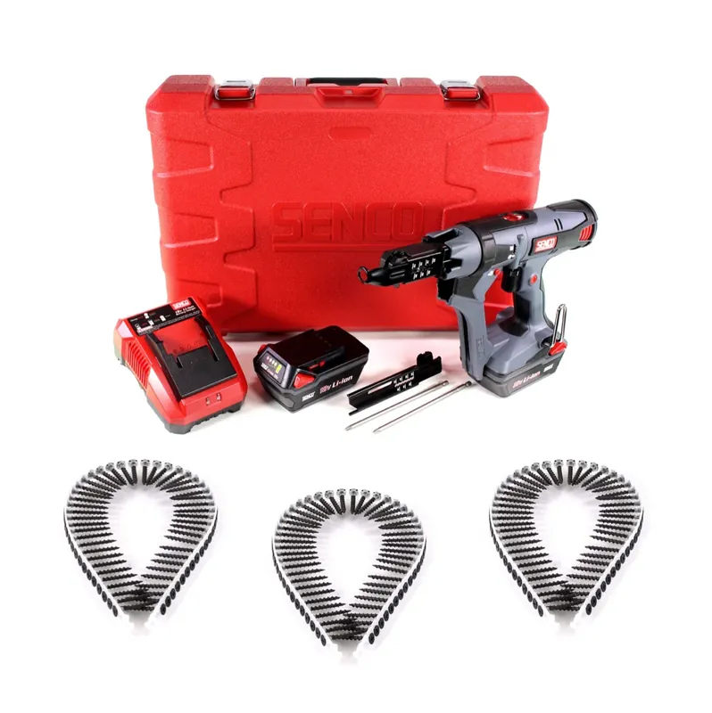 SENCO DS 5550 18V DuraSpin Magazin Schrauber ( 7W2001N ) mit 2x 3,0 Ah Akkus, Ladegerät und 1000x Grobgewinde Schrauben 3,9x35 Wochenendangebot