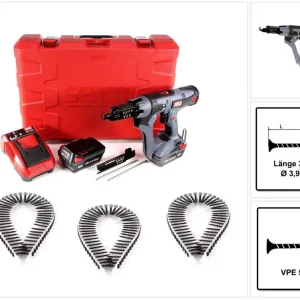 Preis Gesenkt SENCO DS 5550 18V DuraSpin Magazin Schrauber ( 7W2001N ) mit 2x 3,0 Ah Akkus, Ladegerät und 5000x Grobgewinde Schrauben 3,9x35