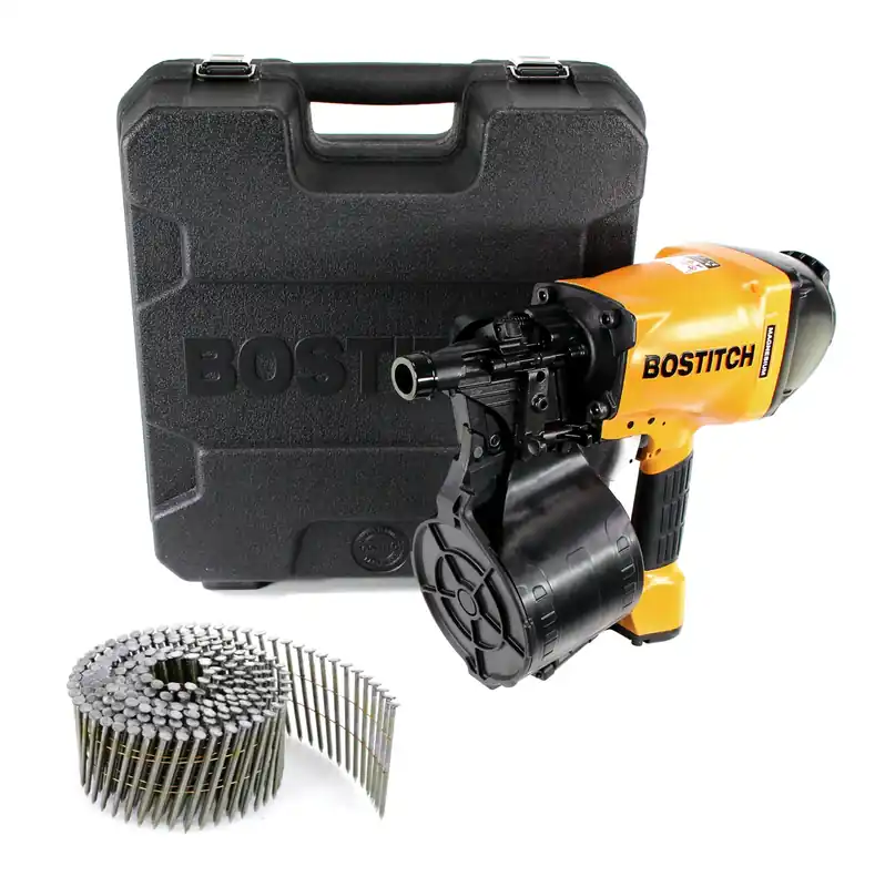 Bostitch N89C-2K-E Coilnagler N89C ST Druckluftnagler 90mm max im Transportkoffer + 7500 St. Bostitch Coilnägel Ringschaft Blank 2,80 x 65 mm Versand Am Gleichen Tag