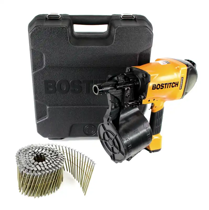 Bostitch N89C-2K-E Coilnagler N89C ST Druckluftnagler 90mm max im Transportkoffer + 6000 St. Bostitch Coilnägel Ringschaft Blank 2,80 x 80mm Garantierte Lieferung