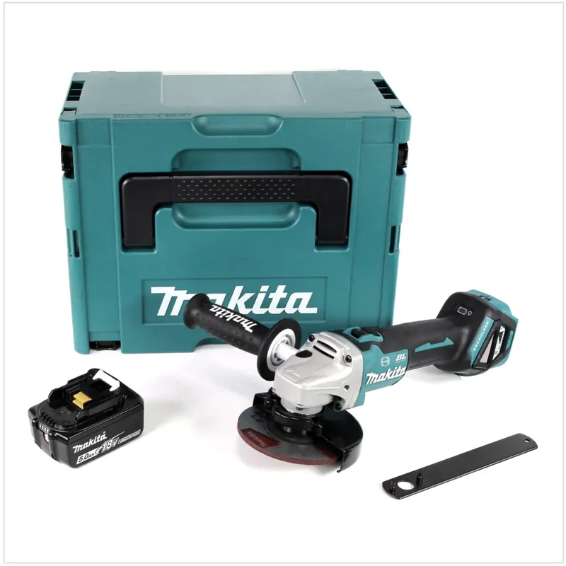 Makita DGA 513 T1J Akku Winkelschleifer 18V 125mm Brushless + 1x Akku 5,0Ah + Makpac - ohne Ladegerät Highlight