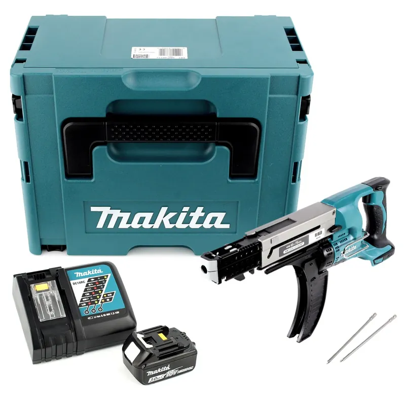 Makita DFR 750 RF1J Akku Magazinschrauber 18V 45-75mm + 1x Akku 3,0Ah + Ladegerät + Makpac Günstig