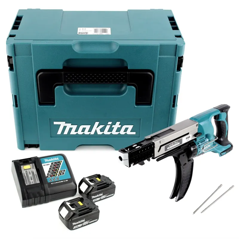 Solange Der Vorrat Reicht Makita DFR 750 RFJ Akku Magazinschrauber 18V 45-75mm + 2x Akku 3,0Ah + Ladegerät + Makpac