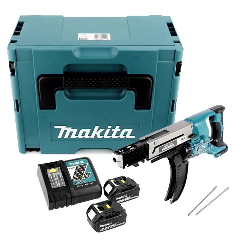 Finale Aktion Makita DFR 750 RTJ Akku Magazinschrauber 18V 45-75mm + 2x Akku 5,0Ah + Ladegerät + Makpac
