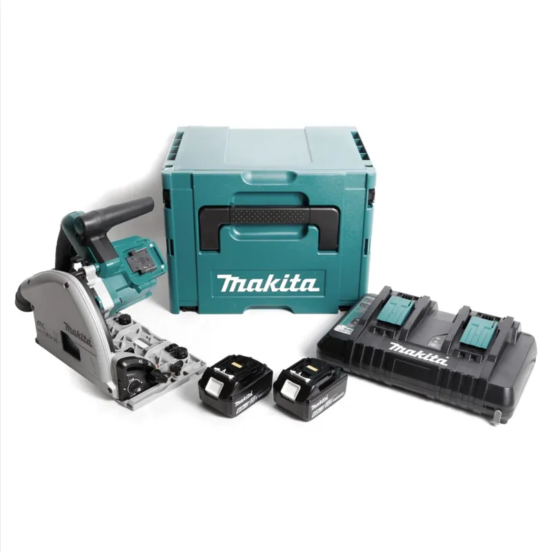 Preis Gesenkt Makita DSP 600 PGJ Akku Tauchsäge 36V (2x18V) Brushless + 2x Akku 6,0Ah + Doppellladegerät + Makpac