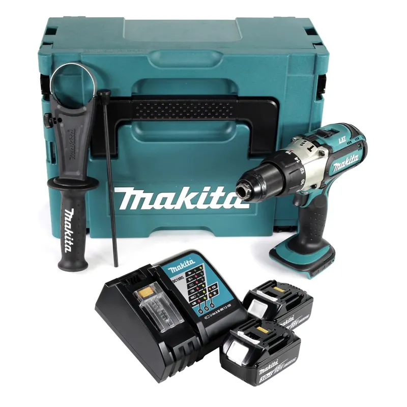 Begrenztes Angebot Makita DHP 451 RFJ Akku Schlagbohrschrauber 18V 80 Nm + 2x Akku 3,0Ah + Ladegerät + Makpac