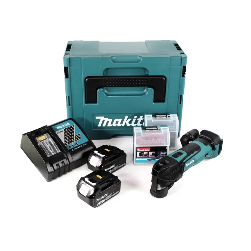 Makita DTM 51 RMJX2 Akku Multifunktionswerkzeug 18 V + 2x Akku 4,0 Ah + Ladegerät + 39 tlg. Zubehör Set + Makpac Super-Preis
