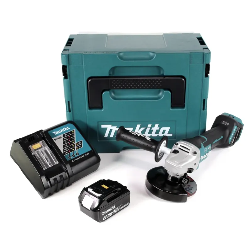 Zertifiziert Makita DGA 517 RM1J Akku Winkelschleifer 18 V 125 mm Brushless + 1x Akku 4,0 Ah + Ladegerät + Makpac