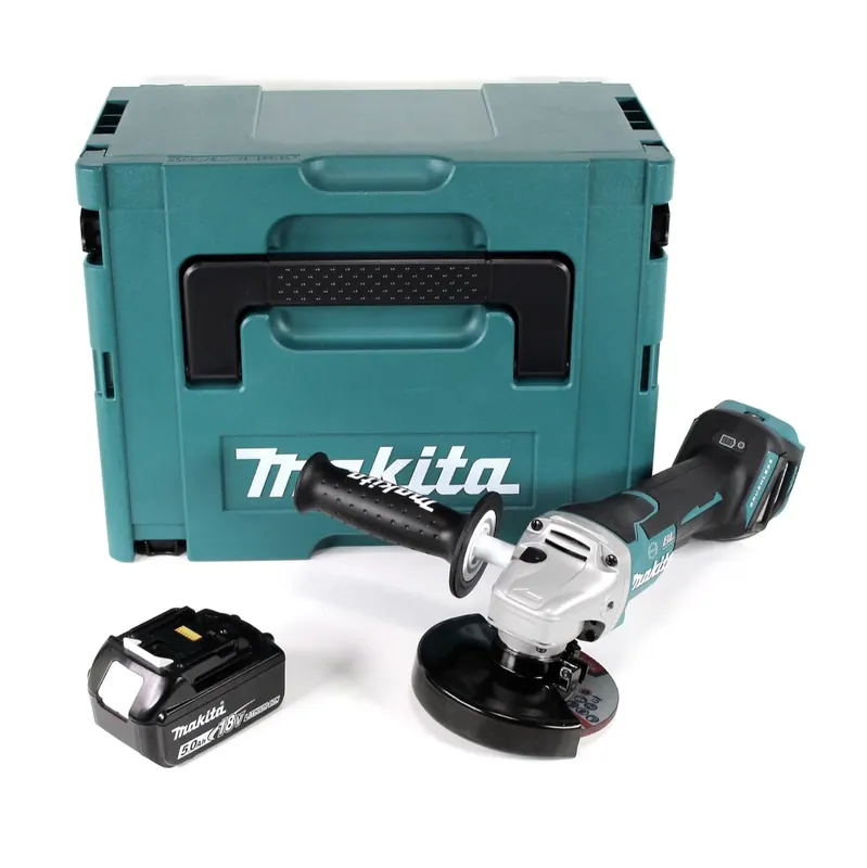 Makita DGA 517 T1J Akku Winkelschleifer 18 V 125 mm Brushless + 1x Akku 5,0 Ah + Makpac - ohne Ladegerät Highlight