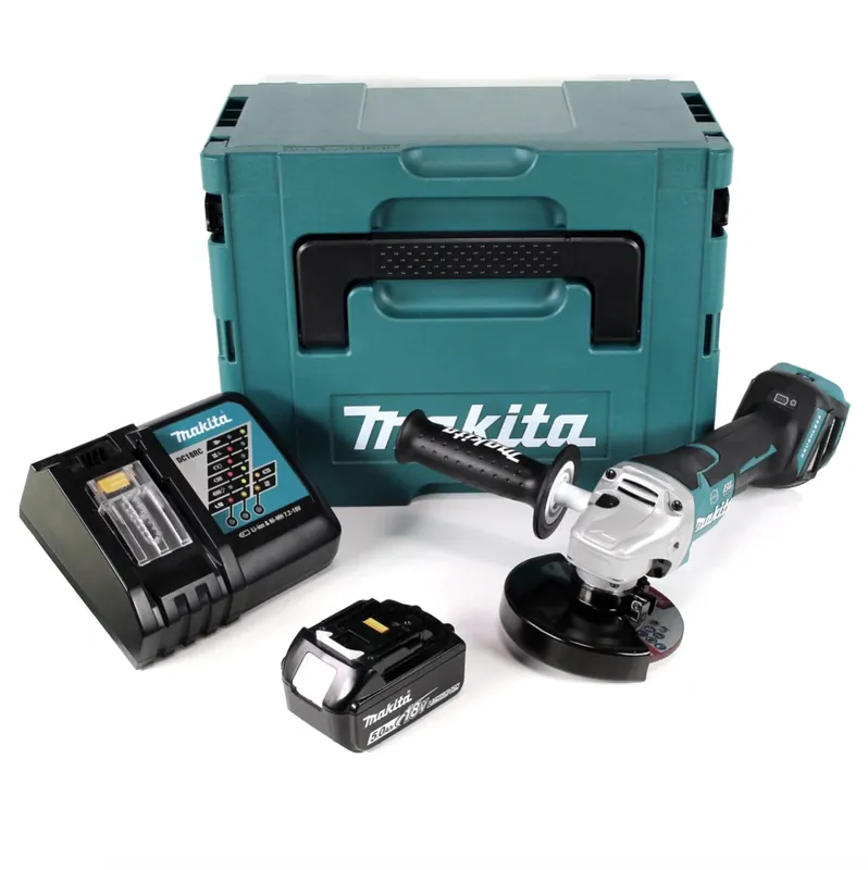 Makita DGA 517 RT1J Akku Winkelschleifer 18 V 125 mm Brushless + 1x Akku 5,0 Ah + Ladegerät + Makpac Nur Heute