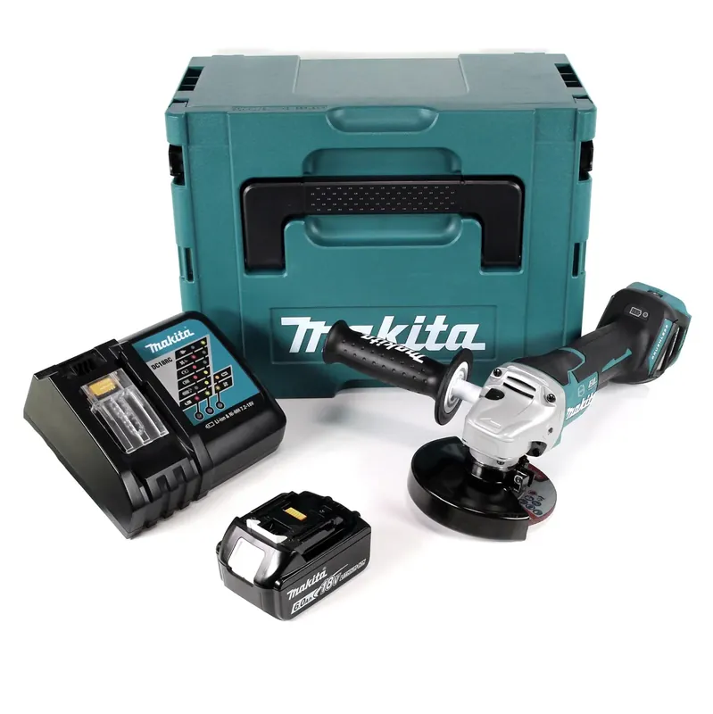 Preiswert Makita DGA 517 RG1J Akku Winkelschleifer 18 V 125 mm Brushless + 1x Akku 6,0 Ah + Ladegerät + Makpac