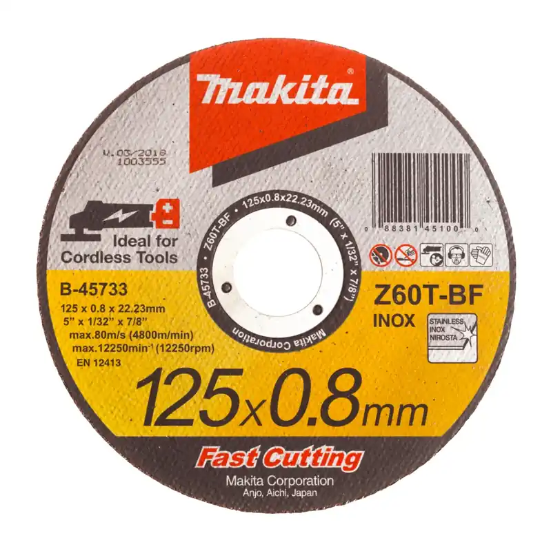 Makita 10x Trennscheibe 125 x 0,8 x 22,23 mm für INOX Edelstahl ( 10x B-45733 ) Beliebt