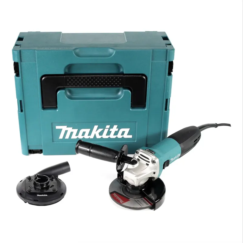 Makita GA5030RX1 Winkelschleifer 720 Watt 125 mm im Makpac + Absaughaube 5 x Trennscheibe 0,8 mm Metall + 1 x Schruppscheibe Markenware