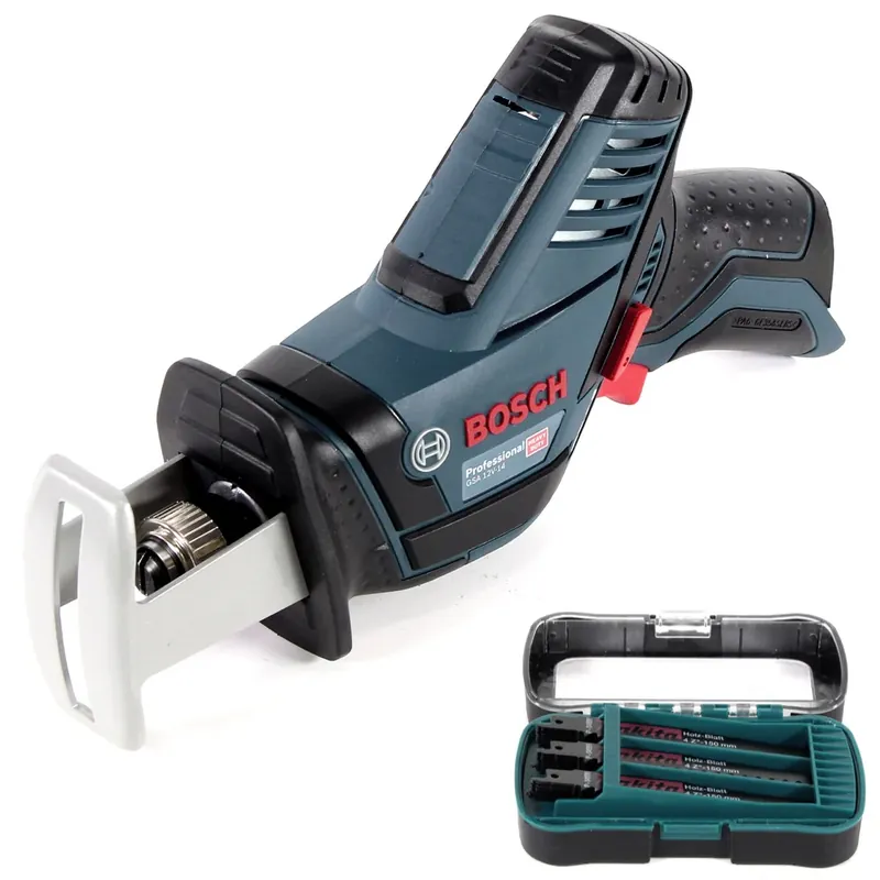 Bosch GSA 12V-14 Akku Säbelsäge 12V ( 060164L902 ) + Makita Reciprosägeblatt Set 27-tlg. + praktische Box ( P-81278 ) - ohne Akku und Ladegerät Highlight