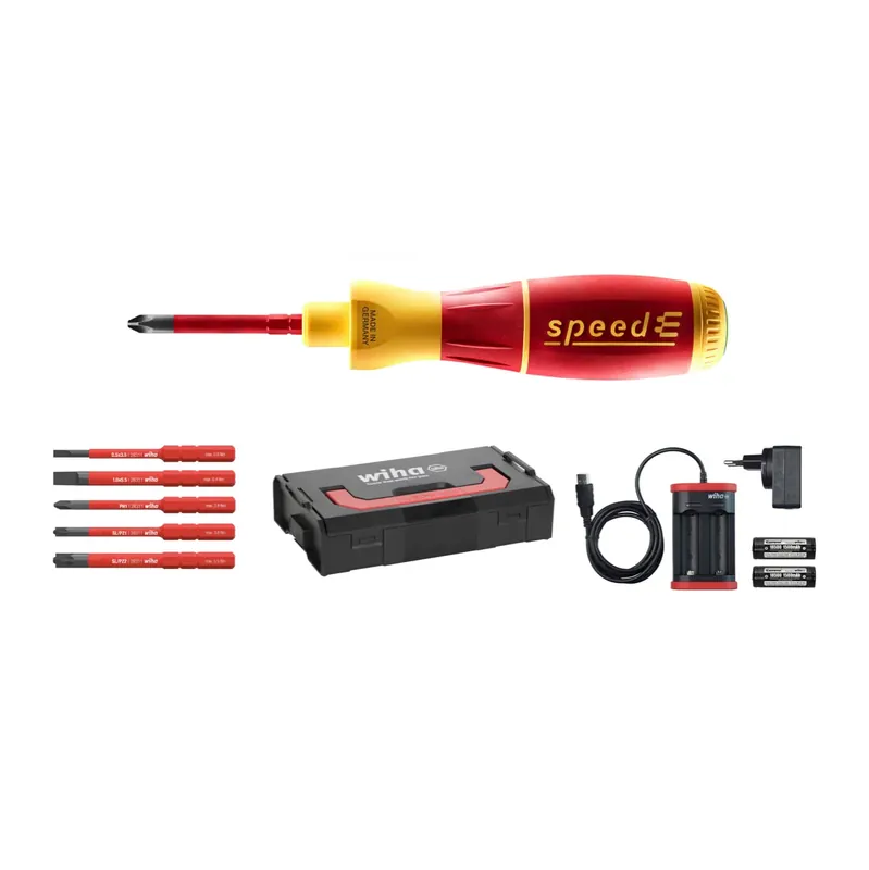 Wiha speedE® elektronischer Schraubendreher - Set 1 in L-Box - 10-teilig mit 2x 1,5 Ah Akku und Ladegerät + Bits ( 41911 ) Preis Gesenkt