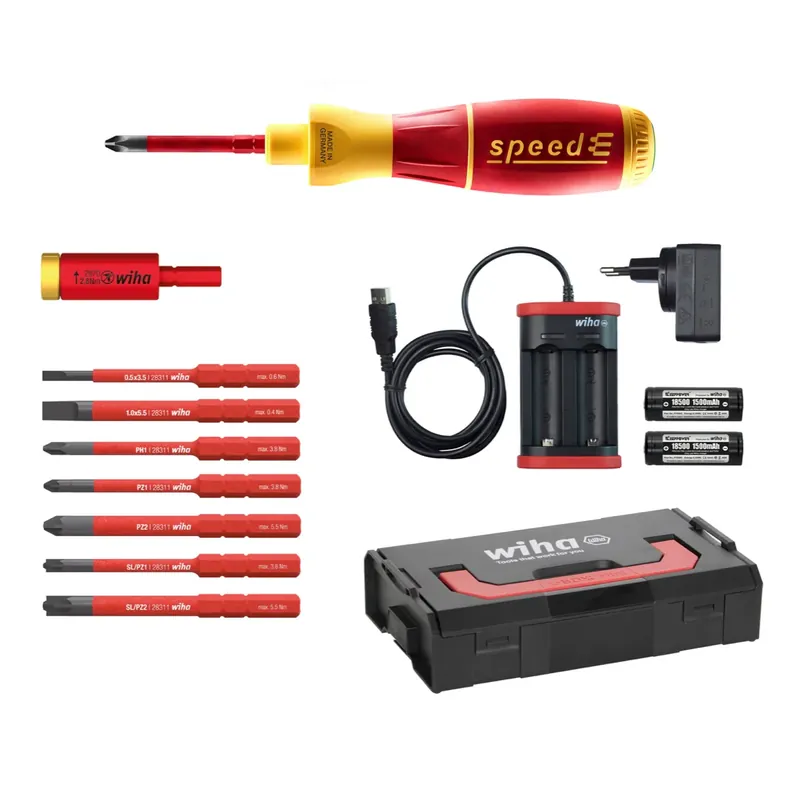 Top-Angebot Wiha speedE® Set 2 E-Schraubendreher mit 2x Akku 1,5Ah + Ladegerät + 8x slimBits + TorqueAdapter 2,8Nm + L-Boxx ( 41912 )