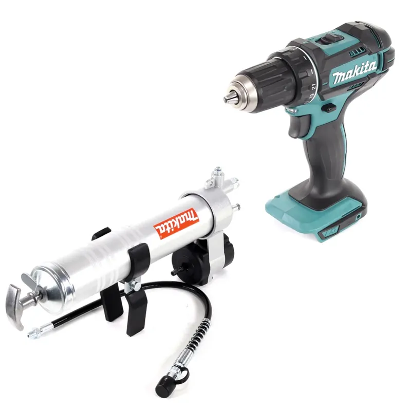 Makita DDF 482 Z Akku Bohrschrauber 18V 62Nm Solo + Fettpresse - ohne Akku, ohne Ladegerät Geprüft