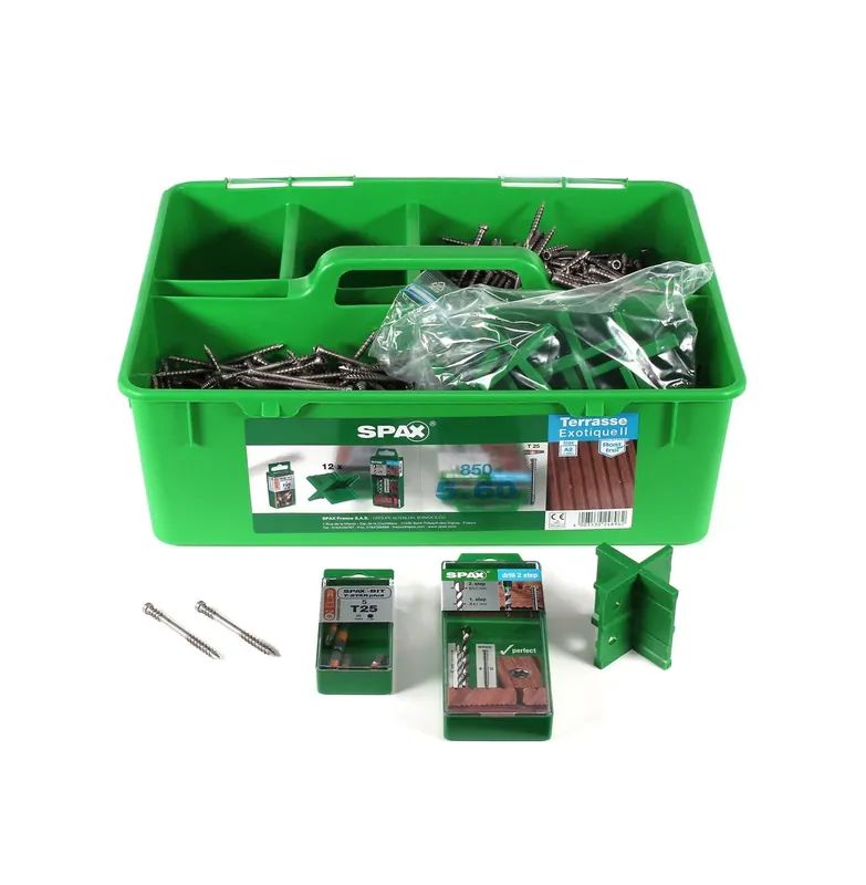SPAX Green Box Terrasse 5 x 60 Schrauben Set Edelstahl 25-28 m² ( 5000009030009 ) Zylinderkopf Torx T-STAR plus T25 CUT Solange Der Vorrat Reicht