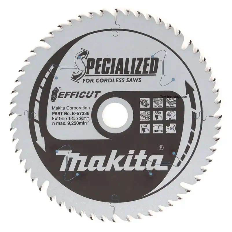Makita EFFICUT Kreissägeblatt für Holz 165 x 20 x 1,45 mm 56 Zähne ( B-57336 ) Garantierte Lieferung