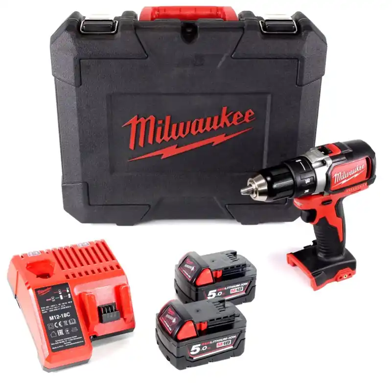 Billig Milwaukee M18 BLDD 502 C 18 V Brushless Li-Ion Akku Bohrschrauber im Koffer + 2 x 5,0 Ah Akku + Ladegerät