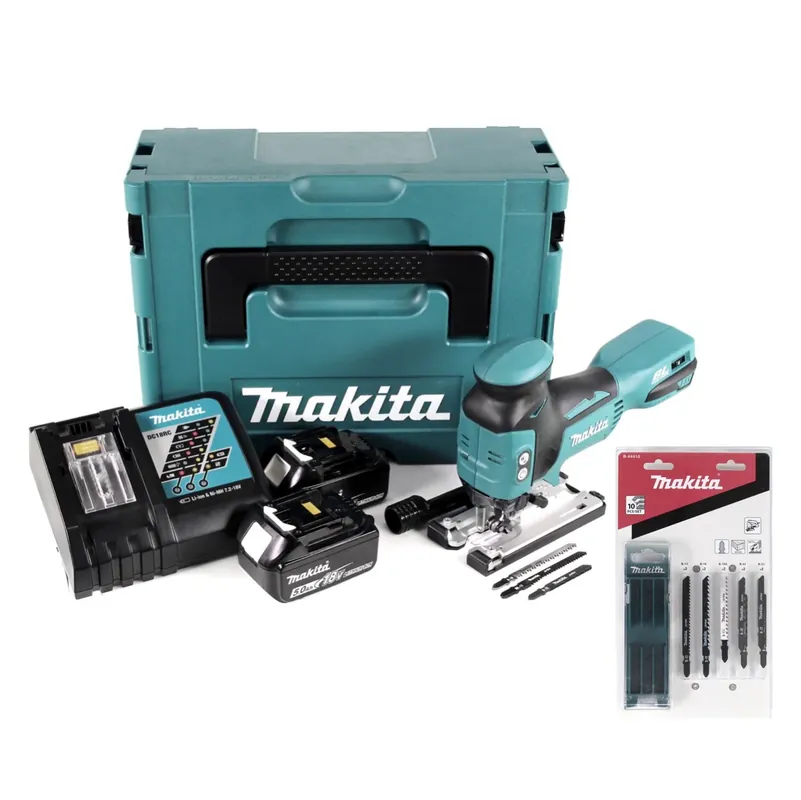 Markenprodukt Makita DJV 181 RTJ Akku Pendelhubstichsäge 18V Brushless + 1x Akku 5,0Ah + Ladegerät + 17x Sägeblatt + Makpac