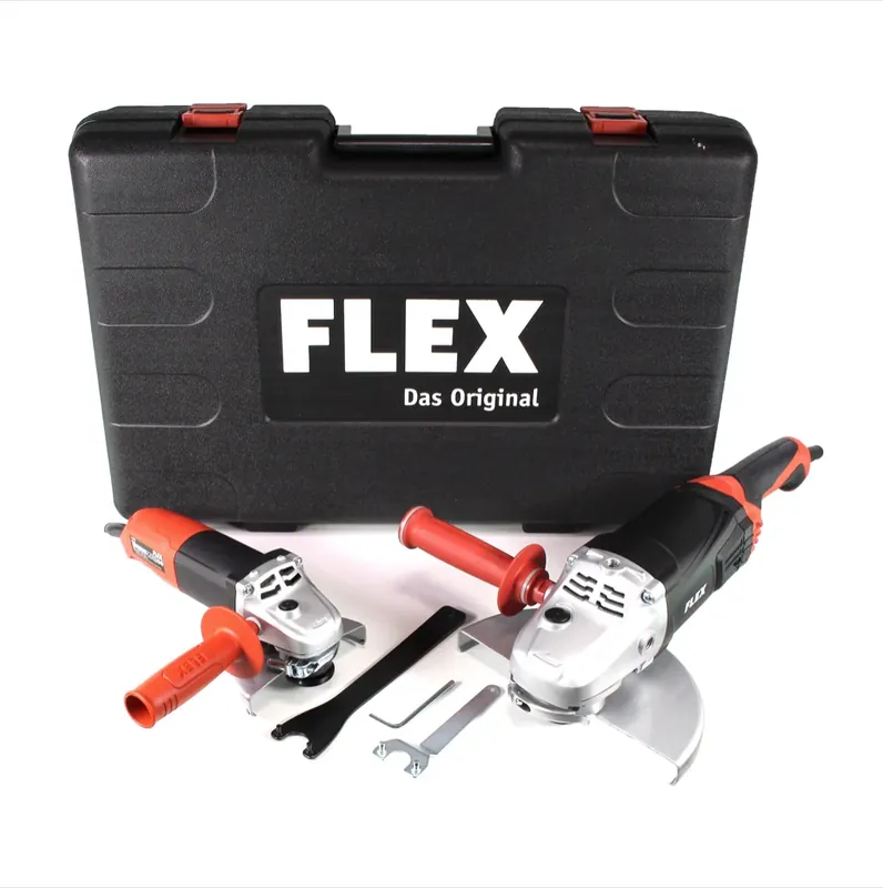 Flex Winkelschleifer Set - L2100 230 mm + L1001 125 mm im Transportkoffer ( 438405 ) Ausverkauf