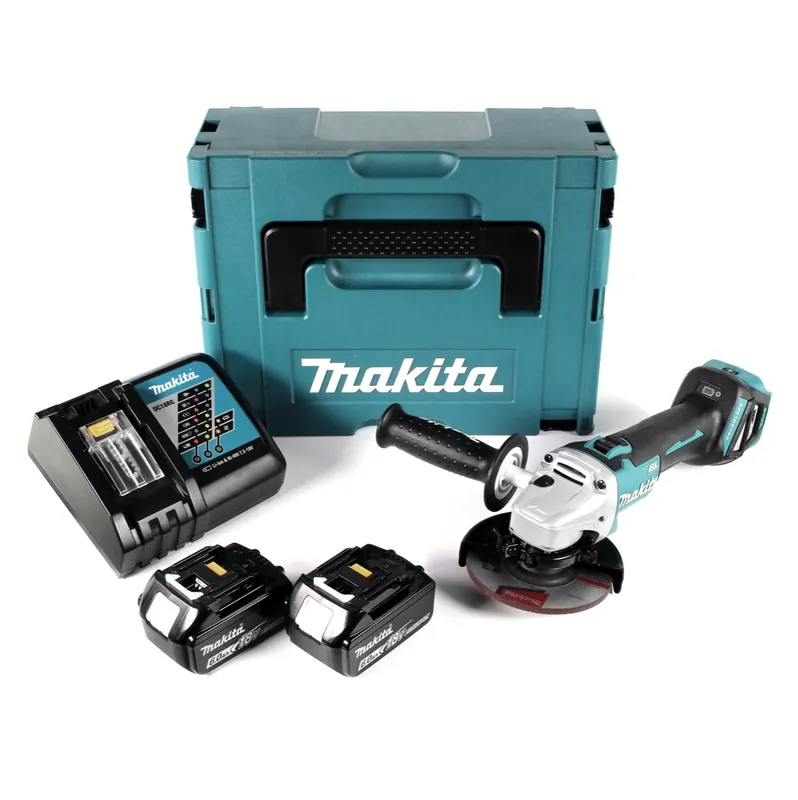 Makita DGA 511 RGJ Akku Winkelschleifer 18V 125mm Brushless + 2x Akku 6,0Ah + Ladegerät + Makpac Markenware