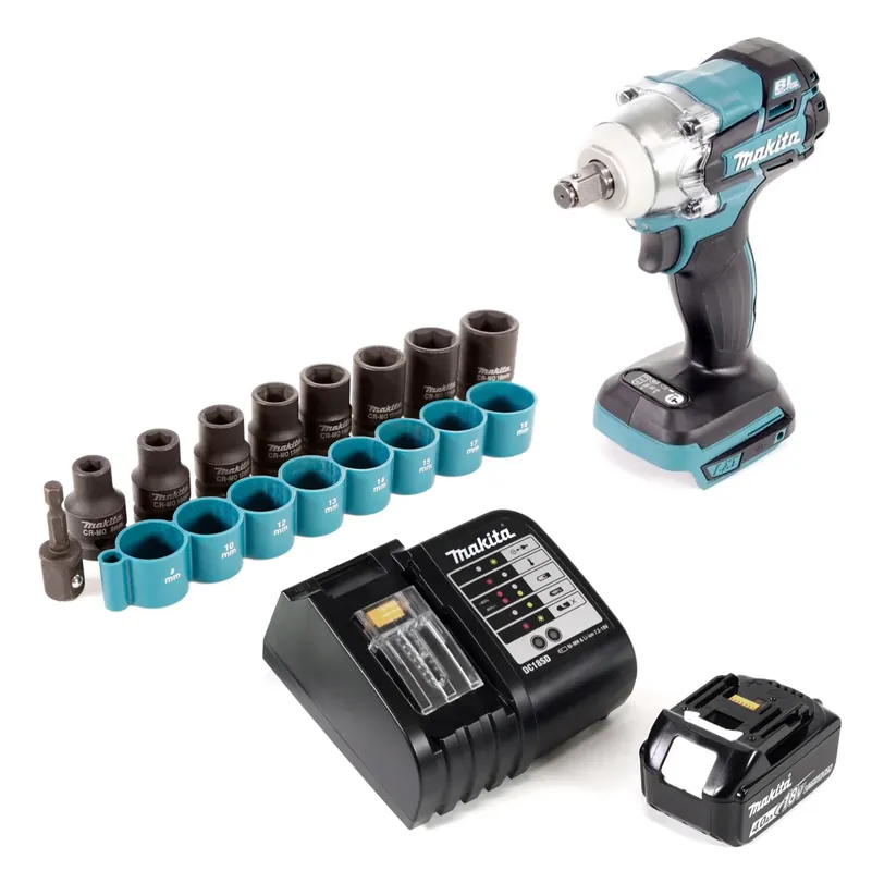 Kracherpreis Makita DTW 285 SM1 Akku Schlagschrauber 18V 280Nm 1/2" Brushless + 1x Akku 4,0Ah + Ladegerät + Steckschlüssel-Set