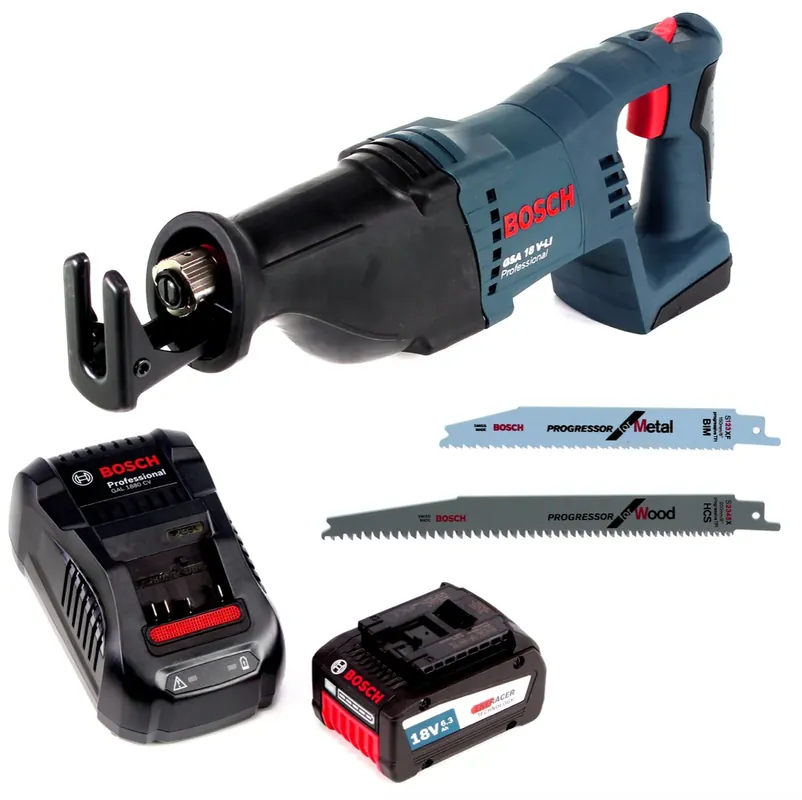 Neue Kollektion Bosch GSA 18V-Li N Akku Reciprosäge 18V Säbelsäge + 2x Sägeblatt + 1x 6,3 Ah Akku + Ladegerät